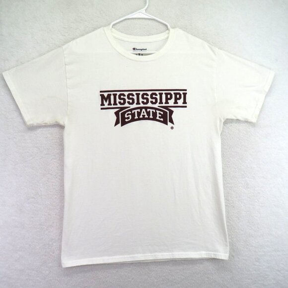 Champion T Shirt Size Medium Mississippi State White Short Sleeve - Picture 1 of 8